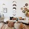 5 PCS Scandinavian Natural Decor Acrylic Wall Decorative Mirror Interior Design Wooden Moon Phase Mirror Bohemian Wall Decoration for Home Living Room Bedroom Decor - Acrylic,Not Real Mirror(Beige)